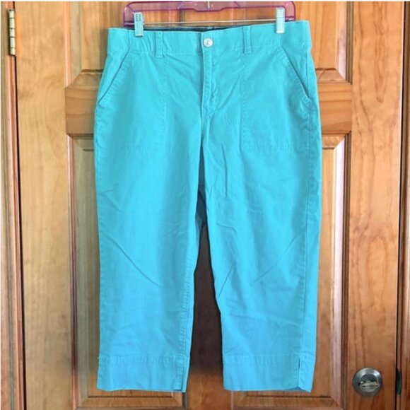 Women’s size 10 Gloria Vanderbilt gently used blue capri pants with elastic - Picture 6 of 6